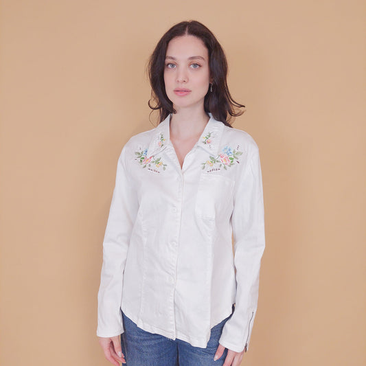 VIN-BLO-31423 Vintage πουκάμισο ντένιμ με κεντήματα M