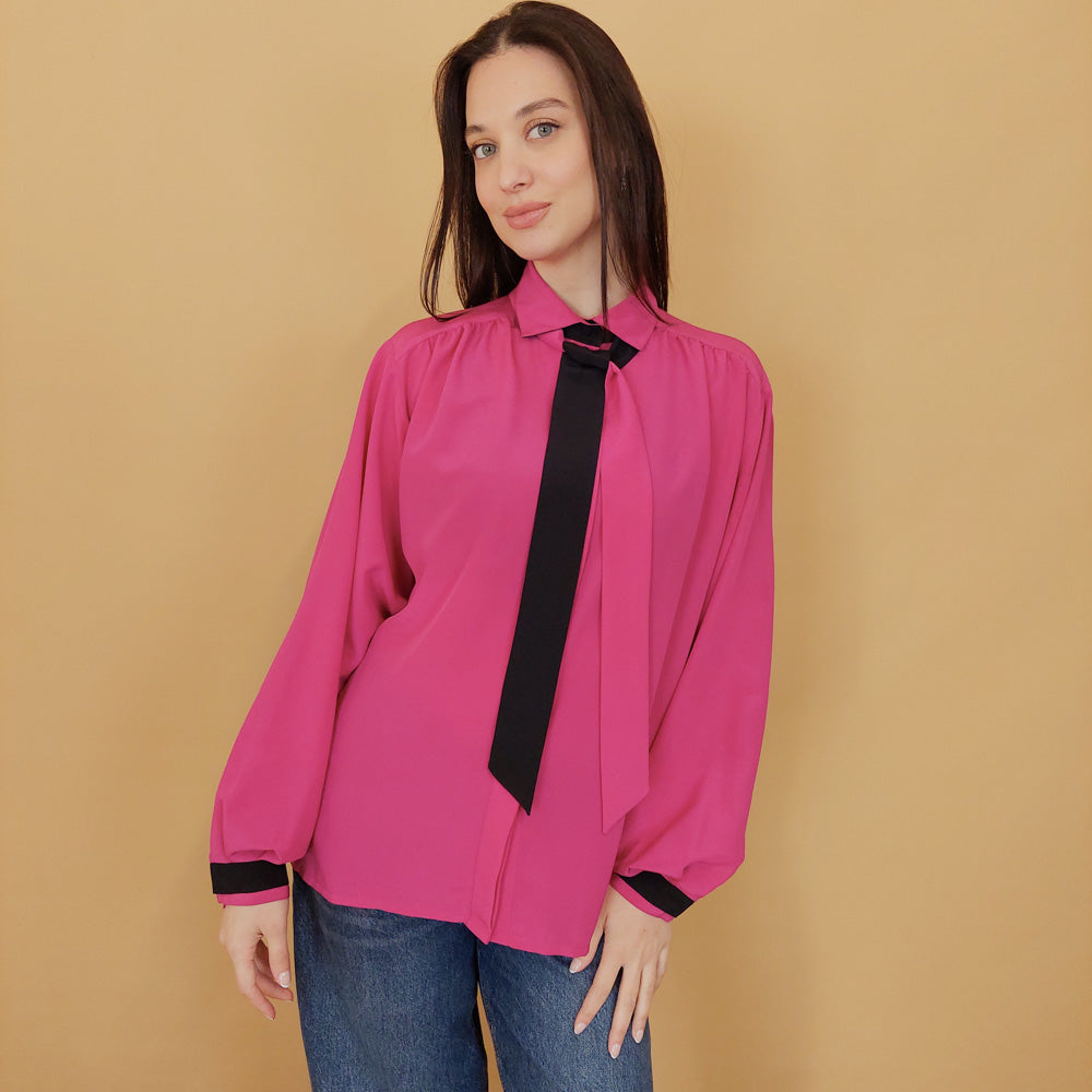 VIN-BLO-29506 Vintage πουκάμισο φουξ L