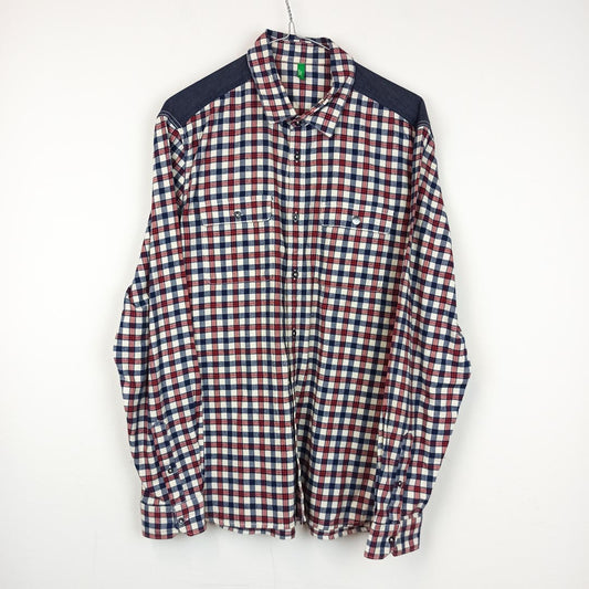 VIN-SHI-24859 Vintage πουκάμισο flannel καρό Benetton S