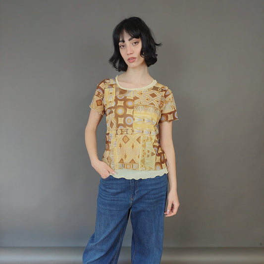 VIN-BLO-26807 Vintage μπλούζα Y2K κίτρινο M