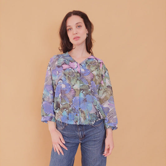 VIN-BLO-31359 Vintage εμπριμέ τοπ βισκόζη M-L