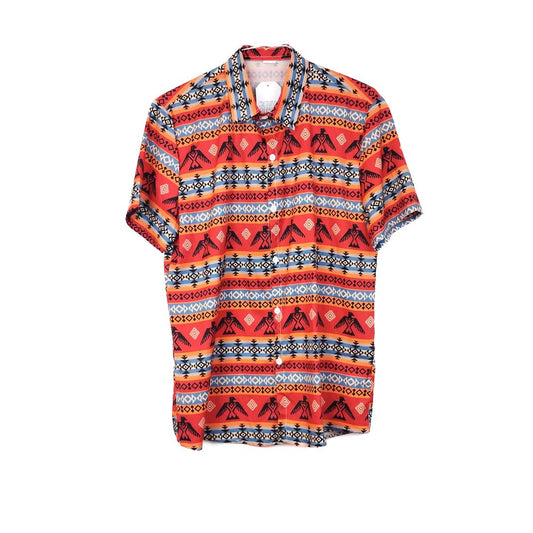 VIN-SHI-31702 Vintage πουκάμισο ethnic print M