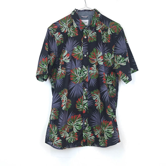 VIN-SHI-31717 Vintage πουκάμισο βαμβακερό Hawaiian print S