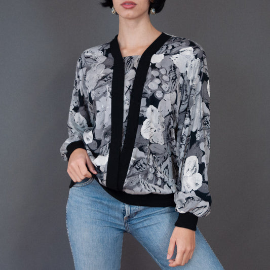 VIN-BLO-20069 Vintage μπλούζα φλοραλ L