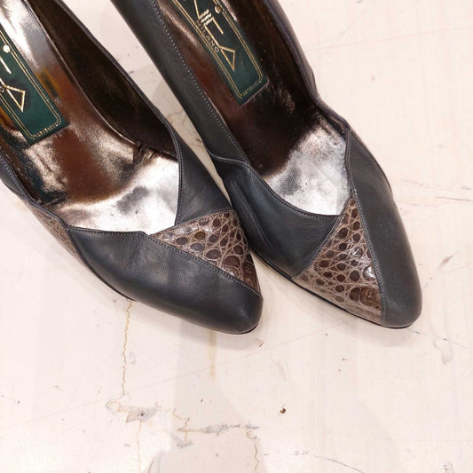 VIN-FTW-19769 Vintage ιταλικά παπούτσια γκρι 36.5