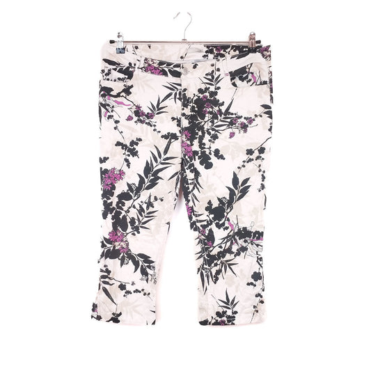 VIN-TR-31971 Vintage floral denim παντελόνι capri M-L