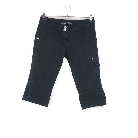 VIN-TR-31981 Vintage μαύρο denim παντελόνι capri L