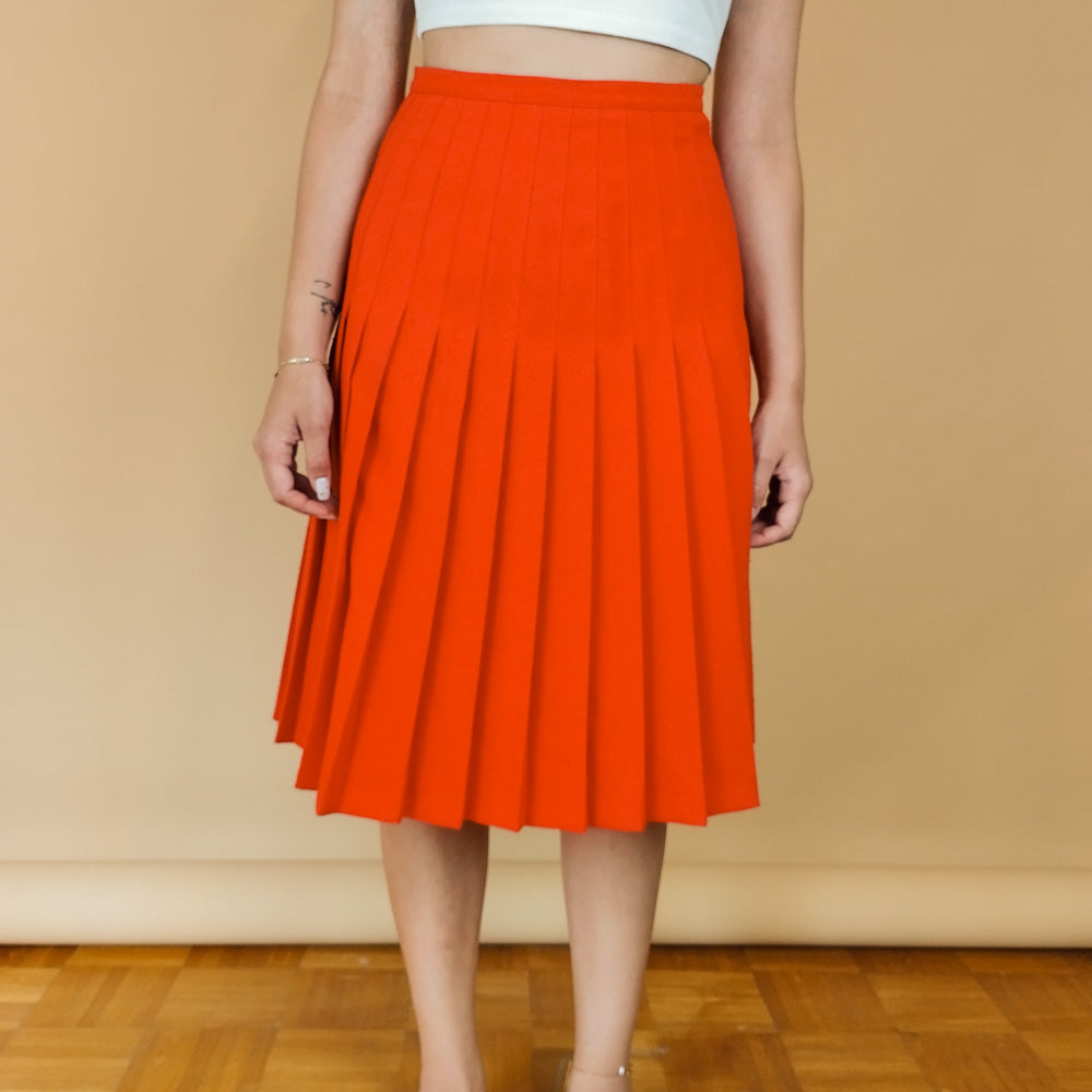 VIN-SKI-28004 Vintage φούστα πλισέ κόκκινη S