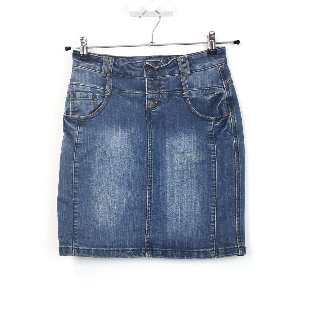 VIN-SKI-31561 Vintage ντένιμ κοντή φούστα S
