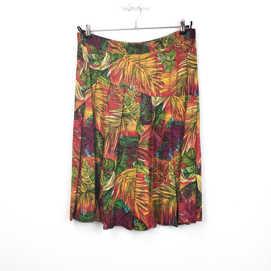 VIN-SKI-31572 Vintage εμπριμέ πλισέ φούστα 2XL