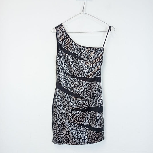 VIN-DR-25979 Vintage φόρεμα μαύρο-ασημί XS