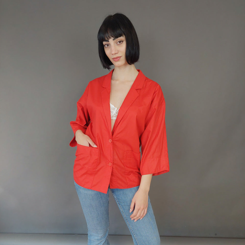 VIN-OUTW-27267 Vintage σακάκι κόκκινο M-L