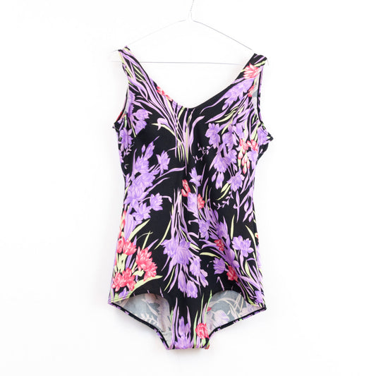 VIN-SWI-23165 Vintage μαγιό ολόσωμο φλοράλ 2XL