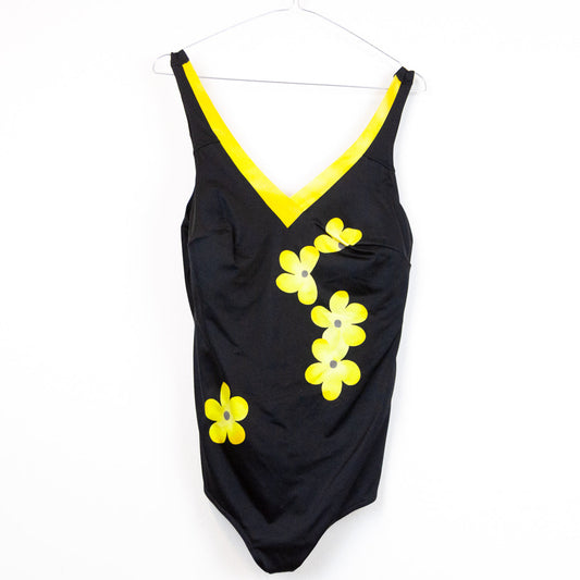 VIN-SWI-23244 Vintage μαγιό ολόσωμο μαύρο-κίτρινο L-XL