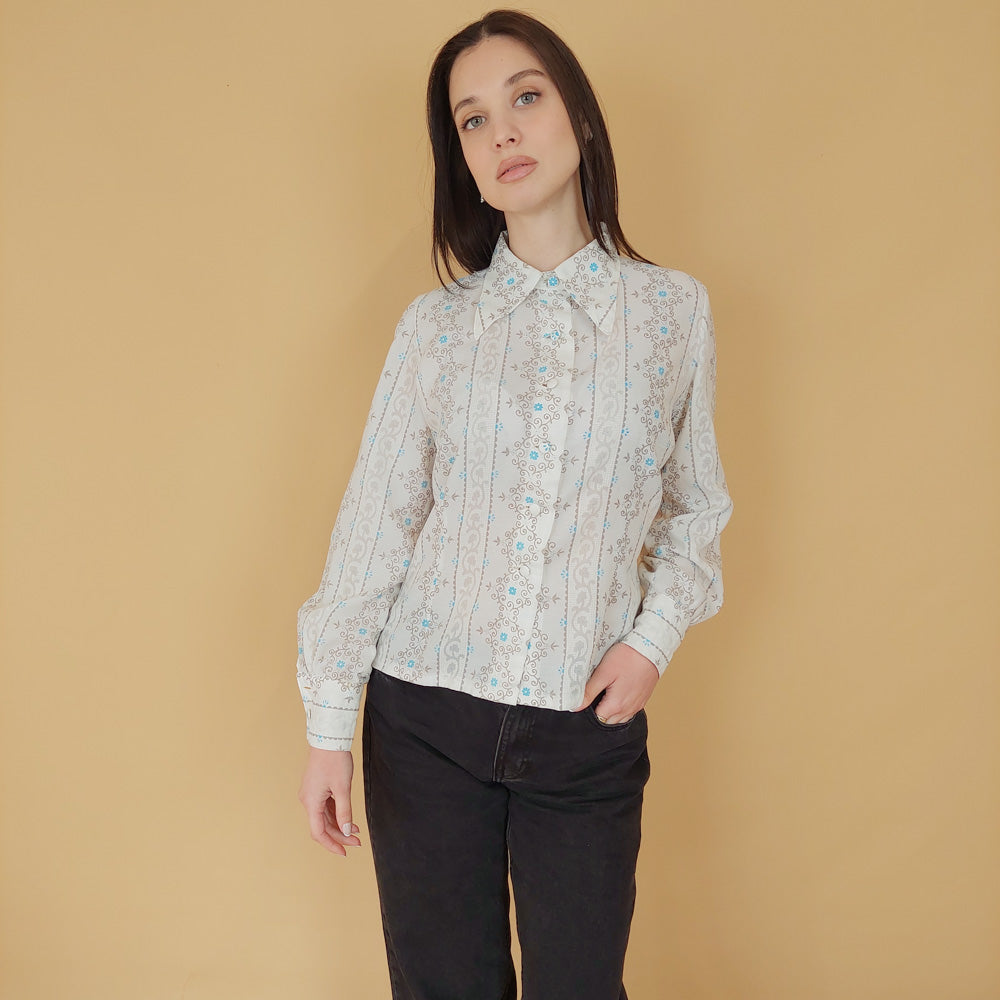 VIN-BLO-30418 Vintage πουκάμισο εμπριμέ S