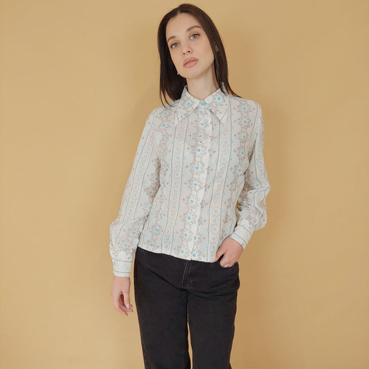 VIN-BLO-30418 Vintage πουκάμισο εμπριμέ S