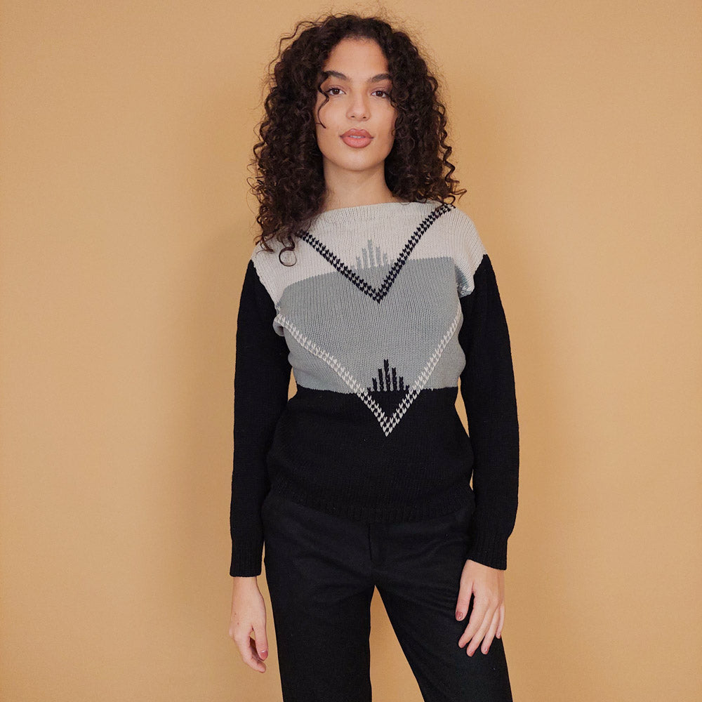 VIN-KNIT-29219 Vintage μπλούζα πλεκτή S-M