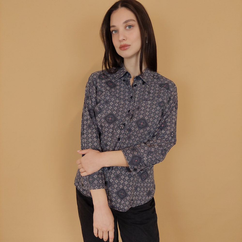 VIN-BLO-30701 Vintage εμπριμέ πουκάμισο Lee 90's S