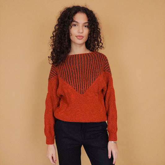 VIN-KNIT-29200 Vintage μπλούζα μάλλινη M-L