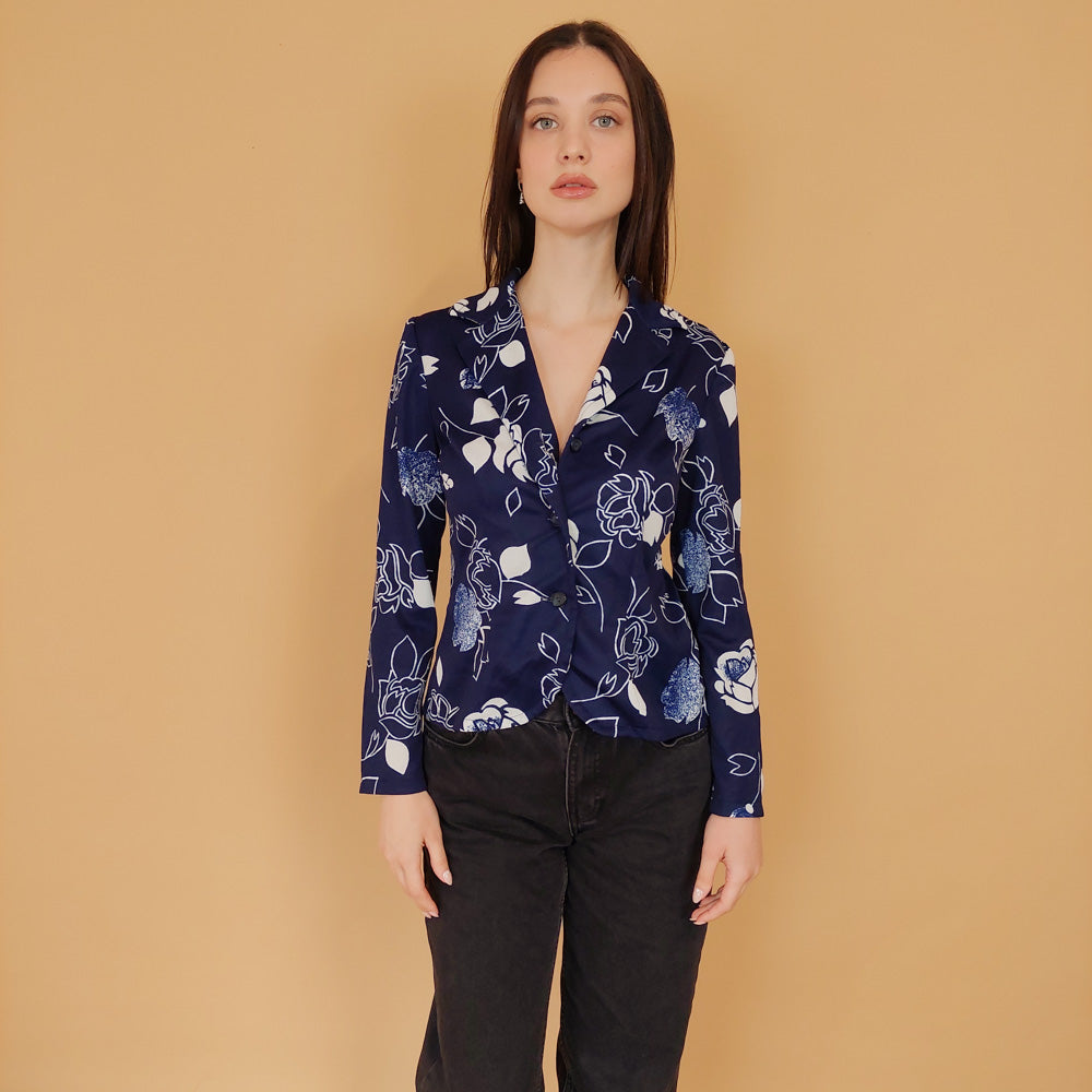 VIN-BLO-30712 Vintage εμπριμέ τοπ S