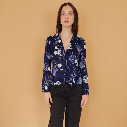 VIN-BLO-30712 Vintage εμπριμέ τοπ S