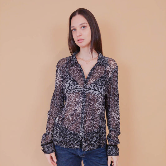 VIN-BLO-32608 Vintage πουκάμισο τούλι Μ-L