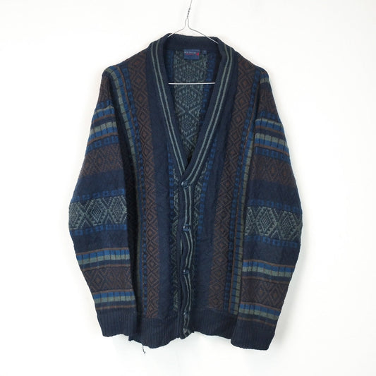 VIN-KNIT-29347 Vintage πλεκτή ζακέτα μάλλινη S