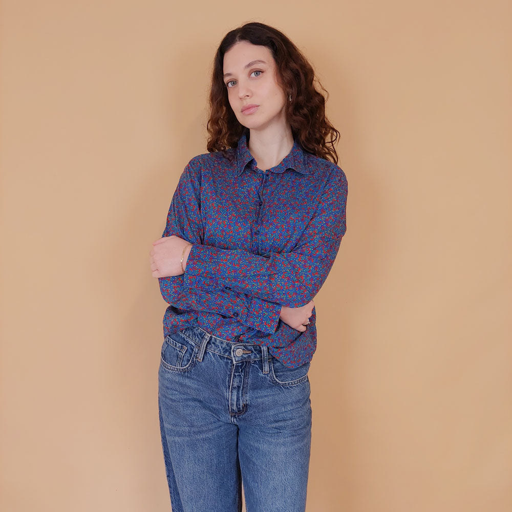 VIN-BLO-34828 Vintage πουκάμισο φλοράλ Benetton S-M