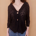 VIN-BLO-34842 Vintage top μαύρο δαντελένιο S-M
