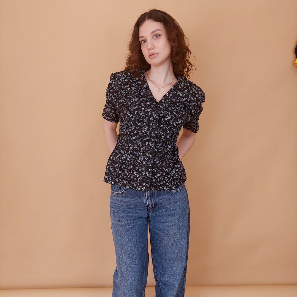 VIN-BLO-34935 Vintage top εμπριμέ made in Italy S