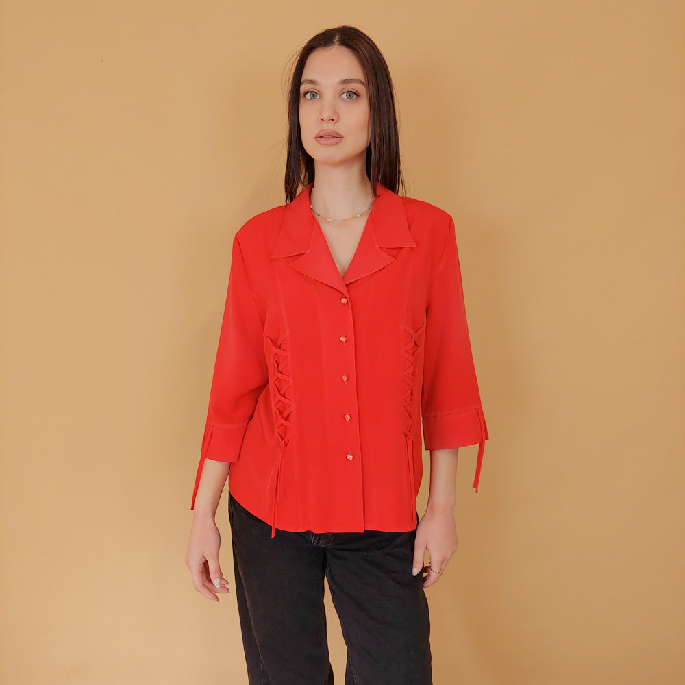 VIN-BLO-30404 Vintage πουκάμισο κόκκινο L-XL