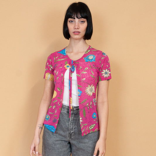 VIN-BLO-23052 Vintage μπλούζα φλοράλ S