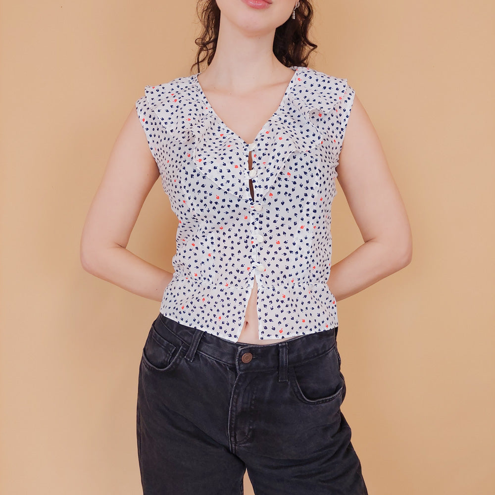 VIN-BLO-30858 Vintage κροπ τοπ XS