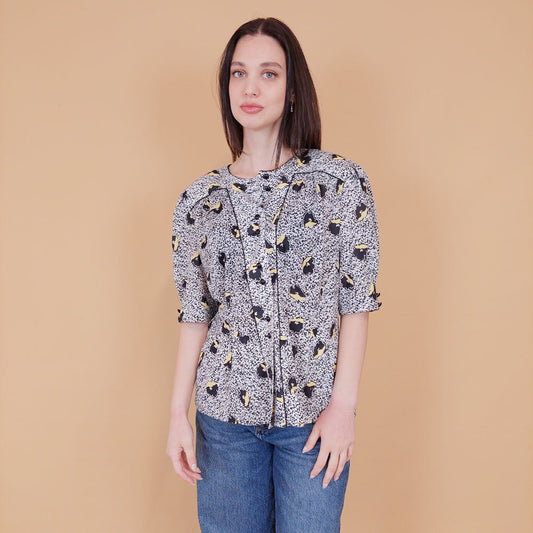 VIN-BLO-31296 Vintage τοπ εμπριμέ M-L