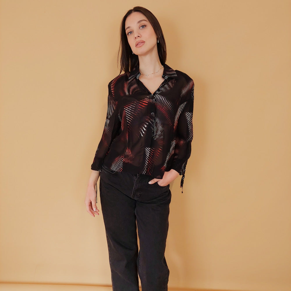 VIN-BLO-30407 Vintage πουκάμισο ημιδιάφανο M