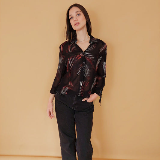 VIN-BLO-30407 Vintage πουκάμισο ημιδιάφανο M