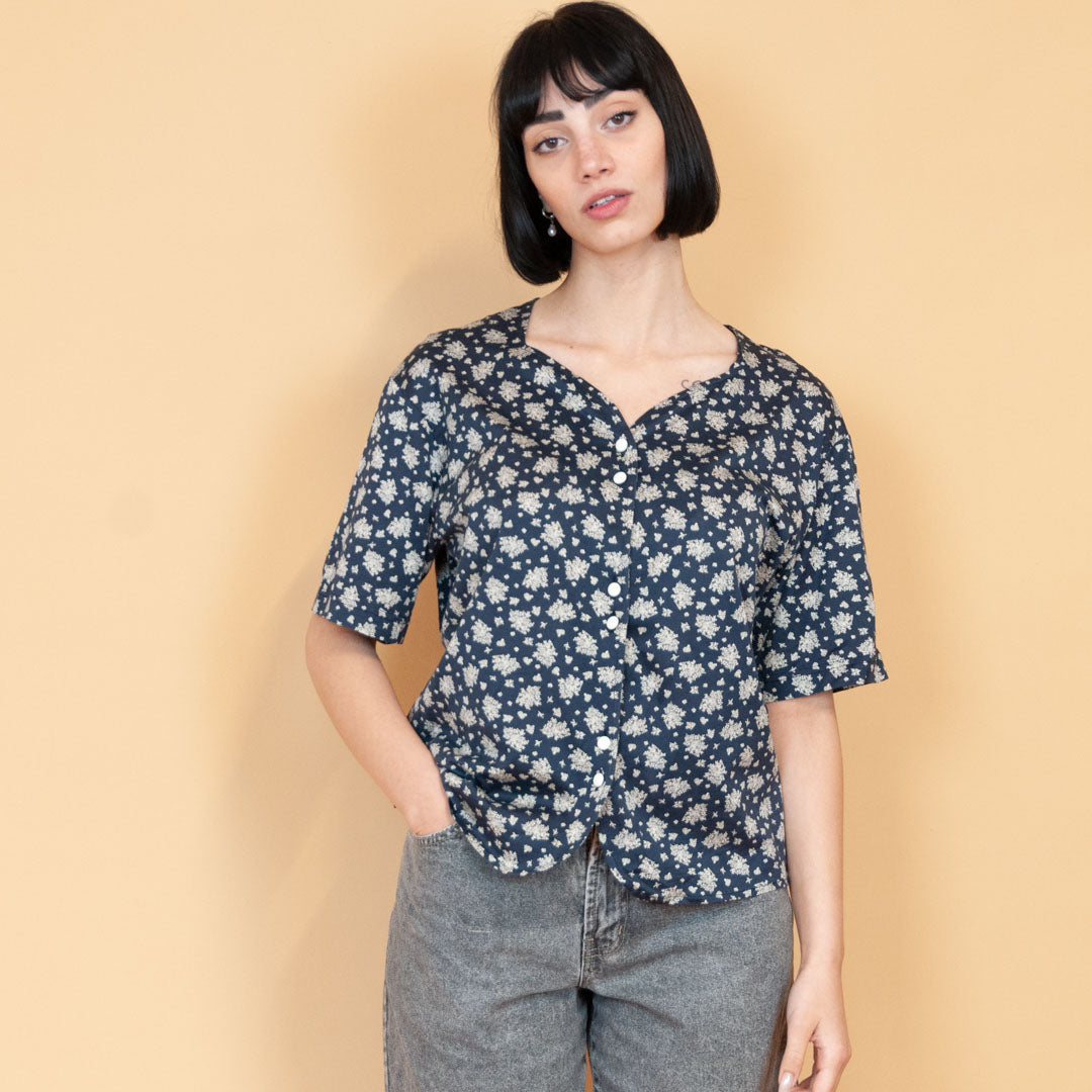 VIN-BLO-23053 Vintage πουκάμισο φλοράλ M