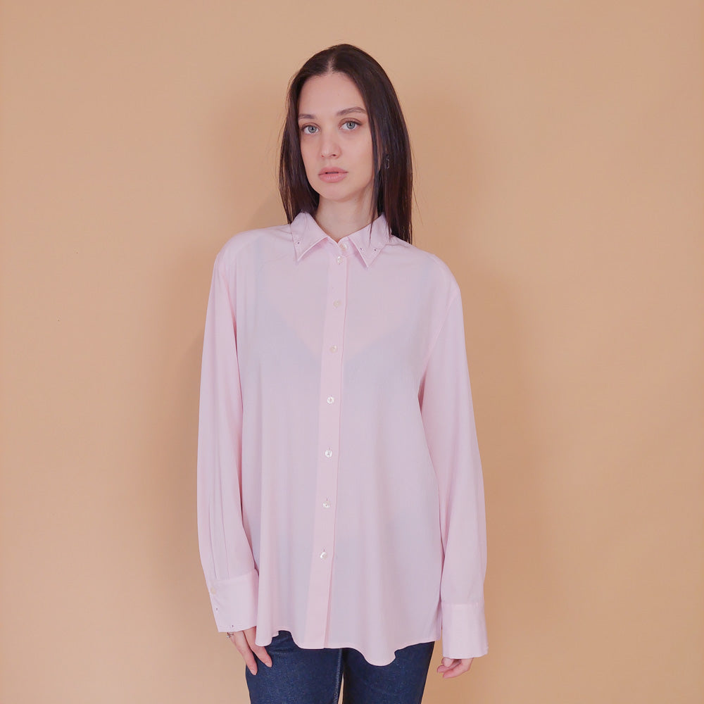 VIN-BLO-32532 Vintage πουκάμισο ροζ M-L