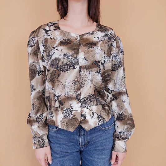 VIN-BLO-31291 Vintage τοπ εμπριμέ M