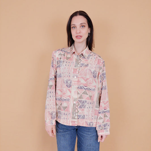 VIN-BLO-31289 Vintage πουκάμισο εμπριμέ L