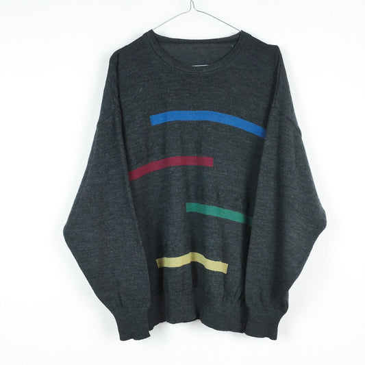 VIN-KNIT-28848 Vintage πλεκτή μπλούζα μάλλινη γκρι S-Μ