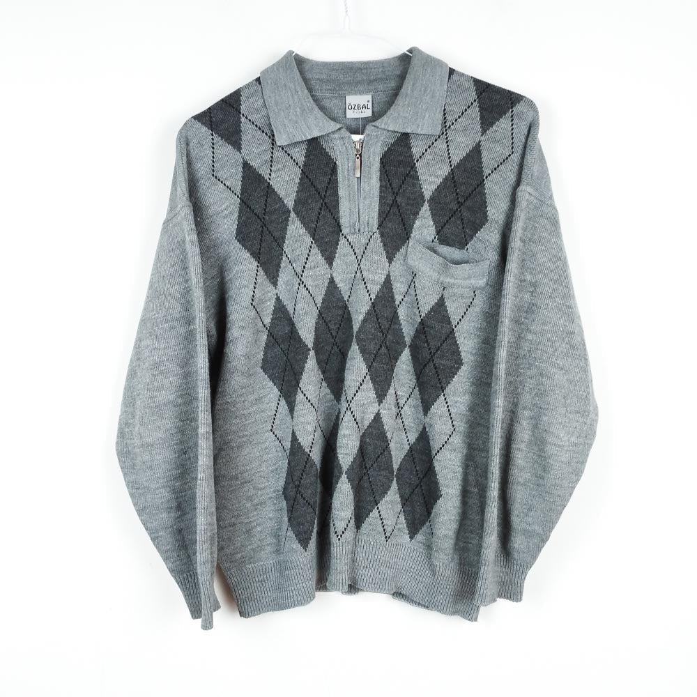 VIN-KNIT-28781 Vintage πλεκτή μπλούζα γκρι S-Μ