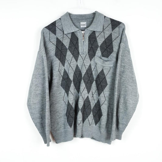 VIN-KNIT-28781 Vintage πλεκτή μπλούζα γκρι S-Μ