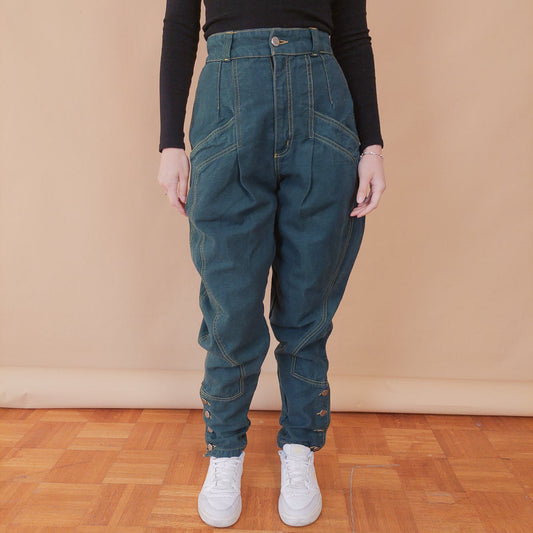 VIN-TR-32484 Vintage denim παντελόνι πράσινο S