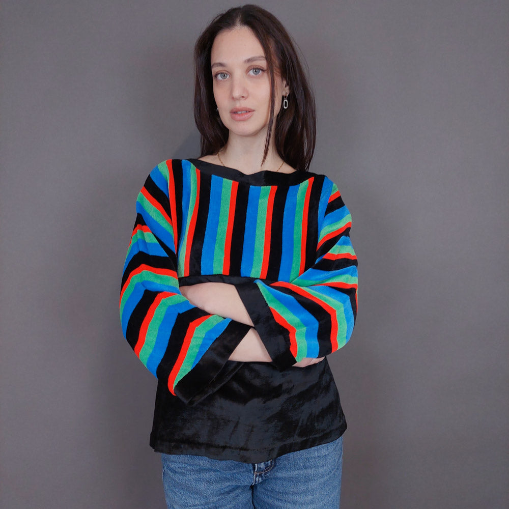 VIN-BLO-33283 Vintage τοπ βελουτέ M-L