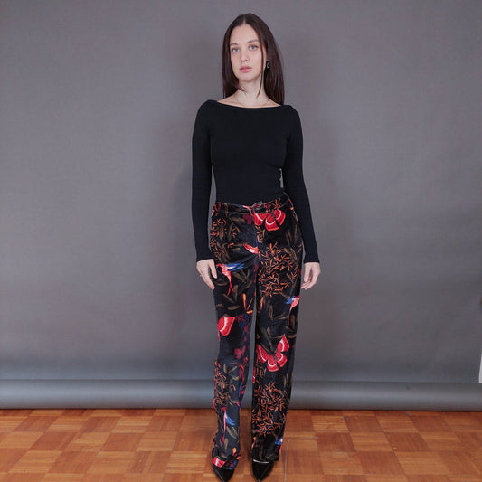 VIN-TR-33271 Vintage παντελόνα βελουτέ εμπριμέ S