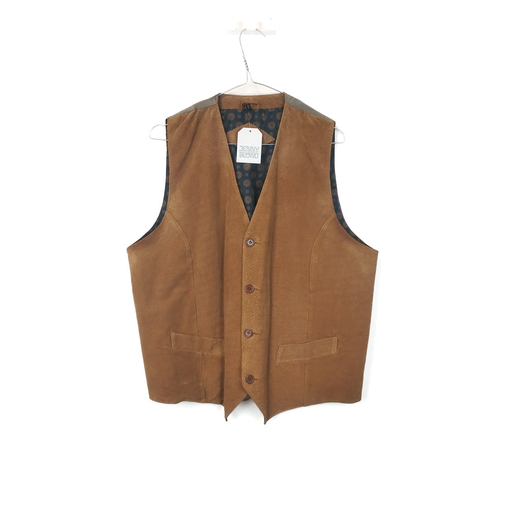 VIN-OUTW-35208 Vintage γιλέκο δερμάτινο ταμπά L-XL