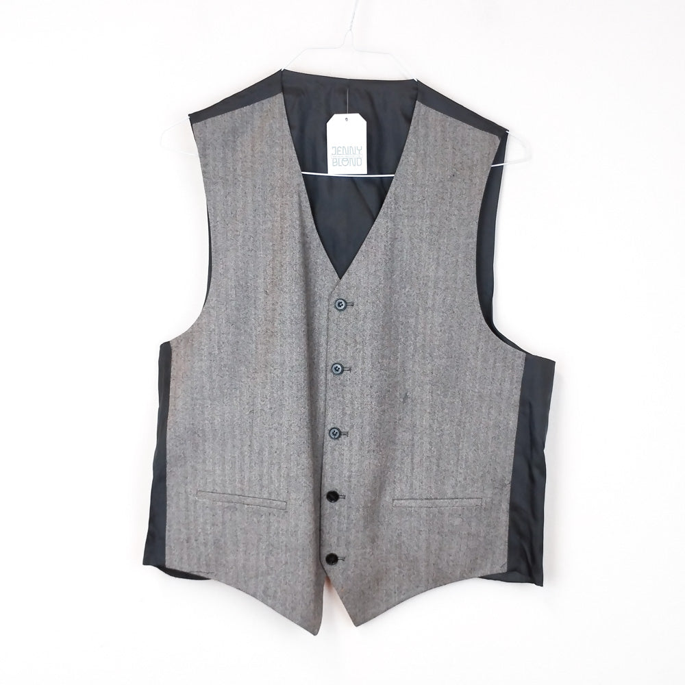 VIN-OUTW-30806 Vintage γιλέκο ψαροκόκαλο διπλής όψης XL