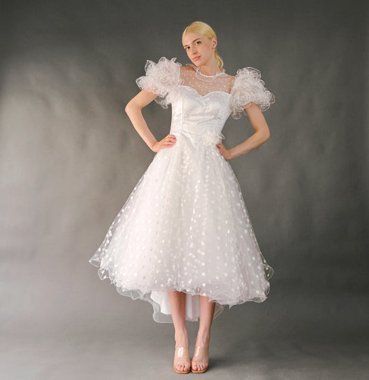 VIN-WED-23586 Vintage νυφικό φόρεμα 90's λευκό S