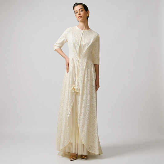 VIN-WED-23339 Vintage boho νυφικό φόρεμα 70's Μ